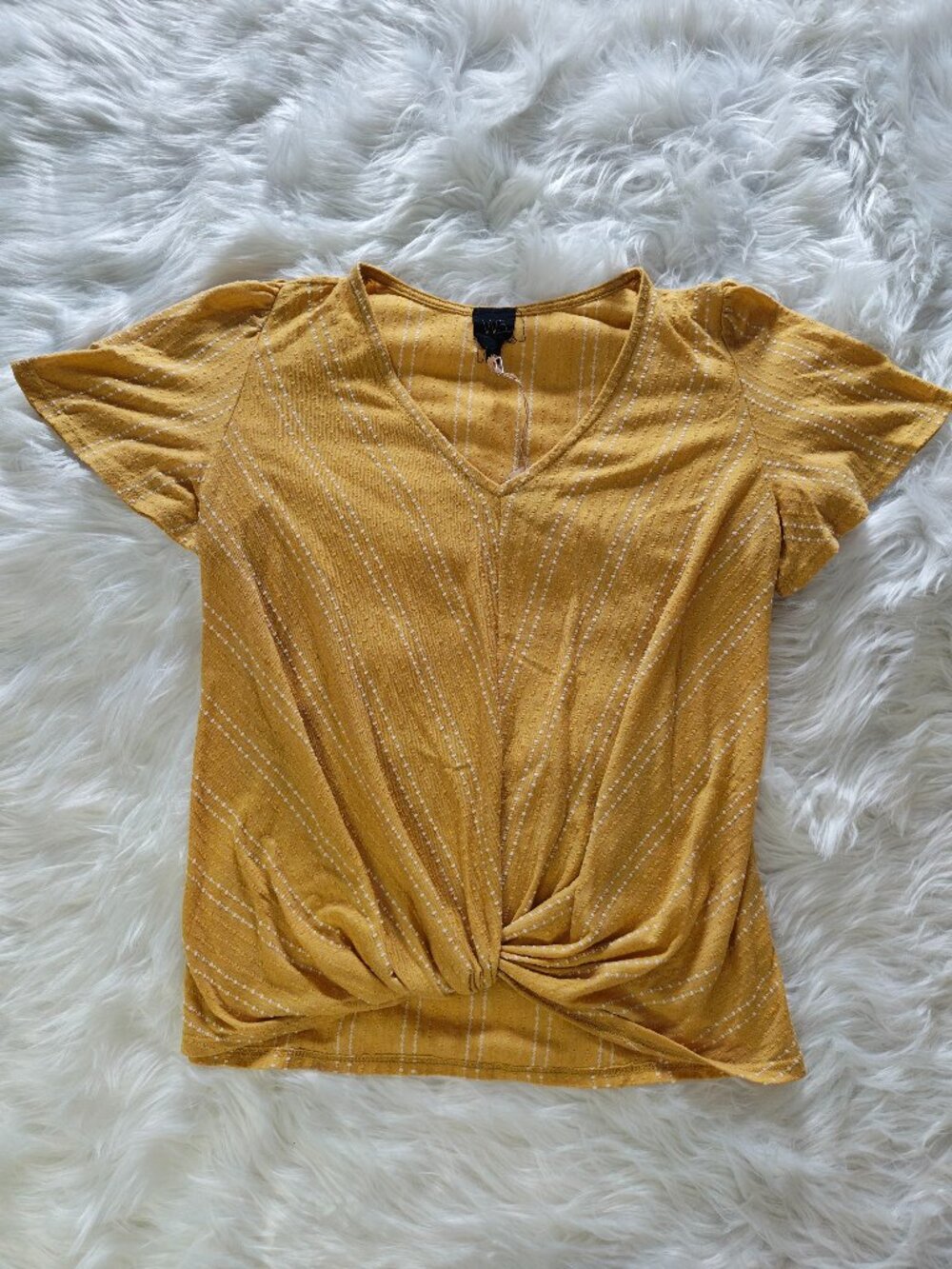 W5 Yellow Short Sleeve Top, Size Small